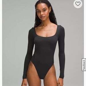 Wundermost Ultra-Soft Nulu Square-Neck Long-Sleeve Bodysuit Size Large